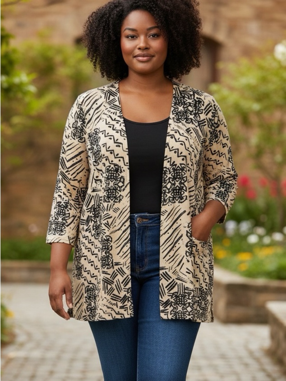 Penningtons Lightweight Geometric Print Layering Cardigan Size 16